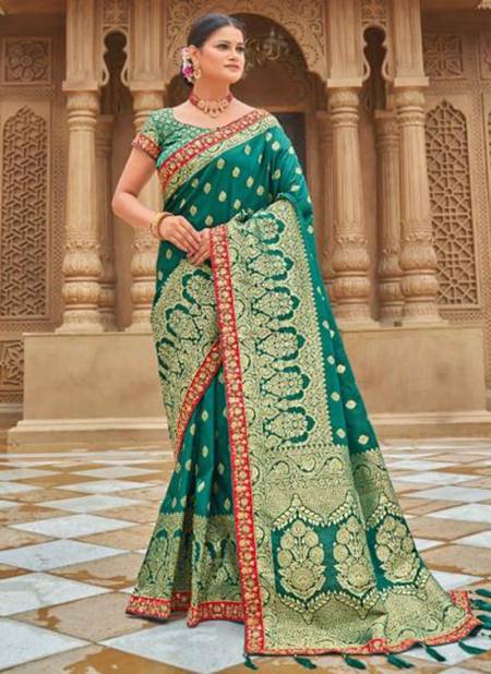 Dark Green Colour Maya Monjolika New Latest Designer Festive Wear Silk Saree Collection 5011